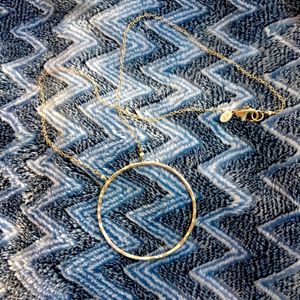 Sterling Silver hammered circle necklace